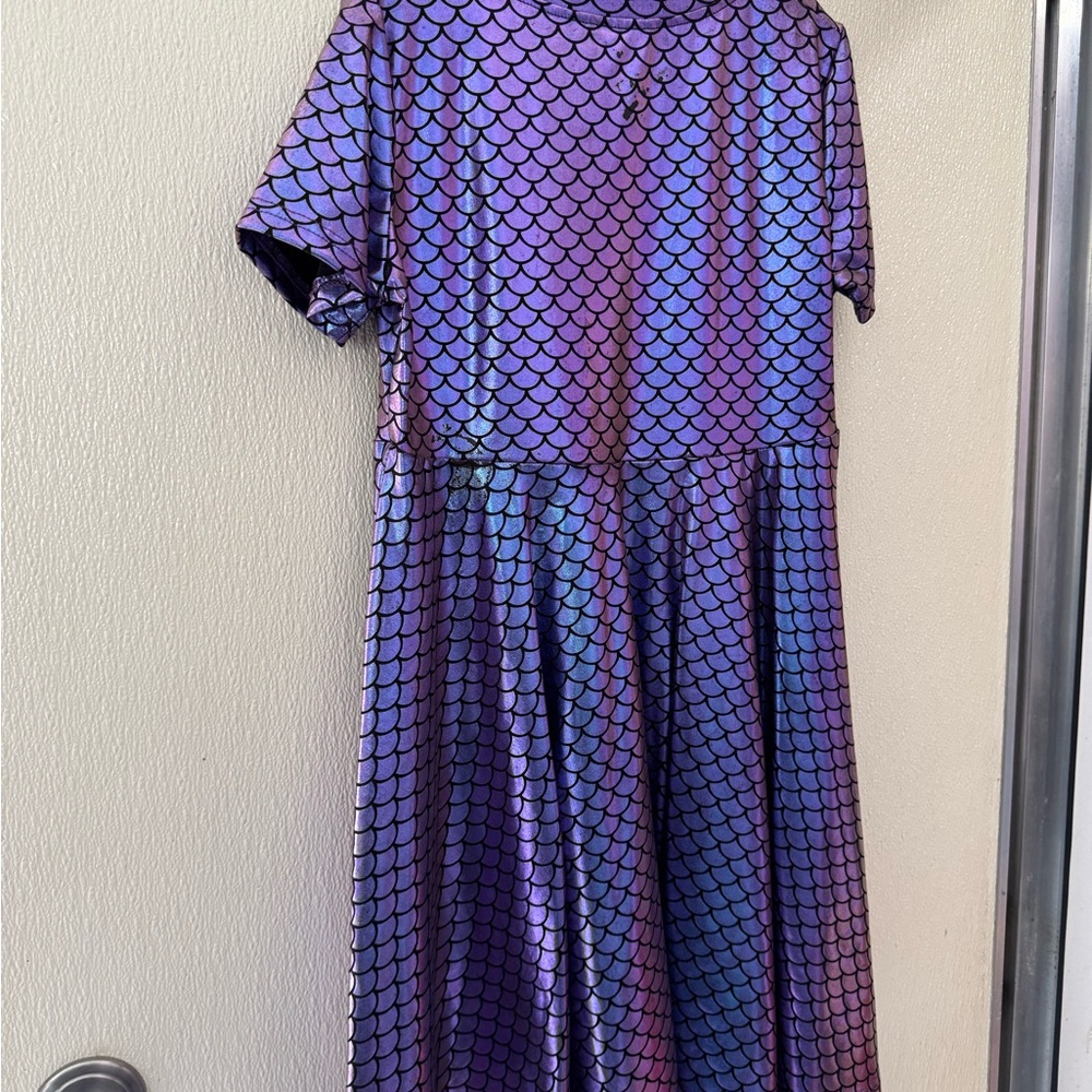 Blue A-Line Mock Neck Dress for Prom